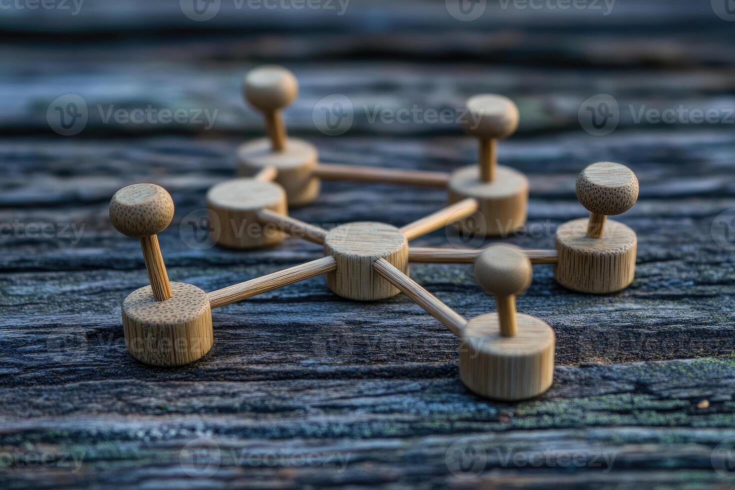 Wooden network, interconnected photo