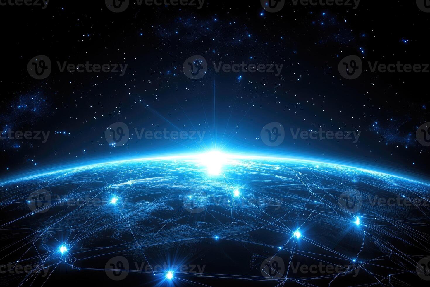 Global network of interconnected cities photo