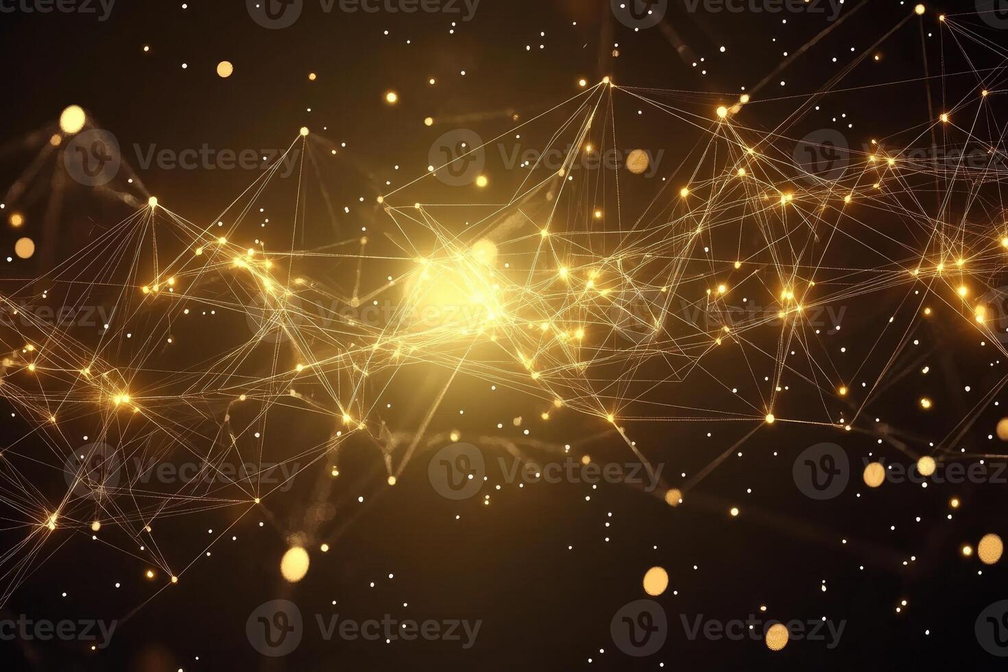 Golden network of interconnected points photo