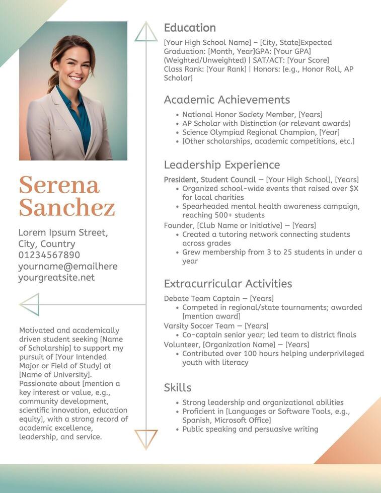 Clean Simple Scholarship Resume template