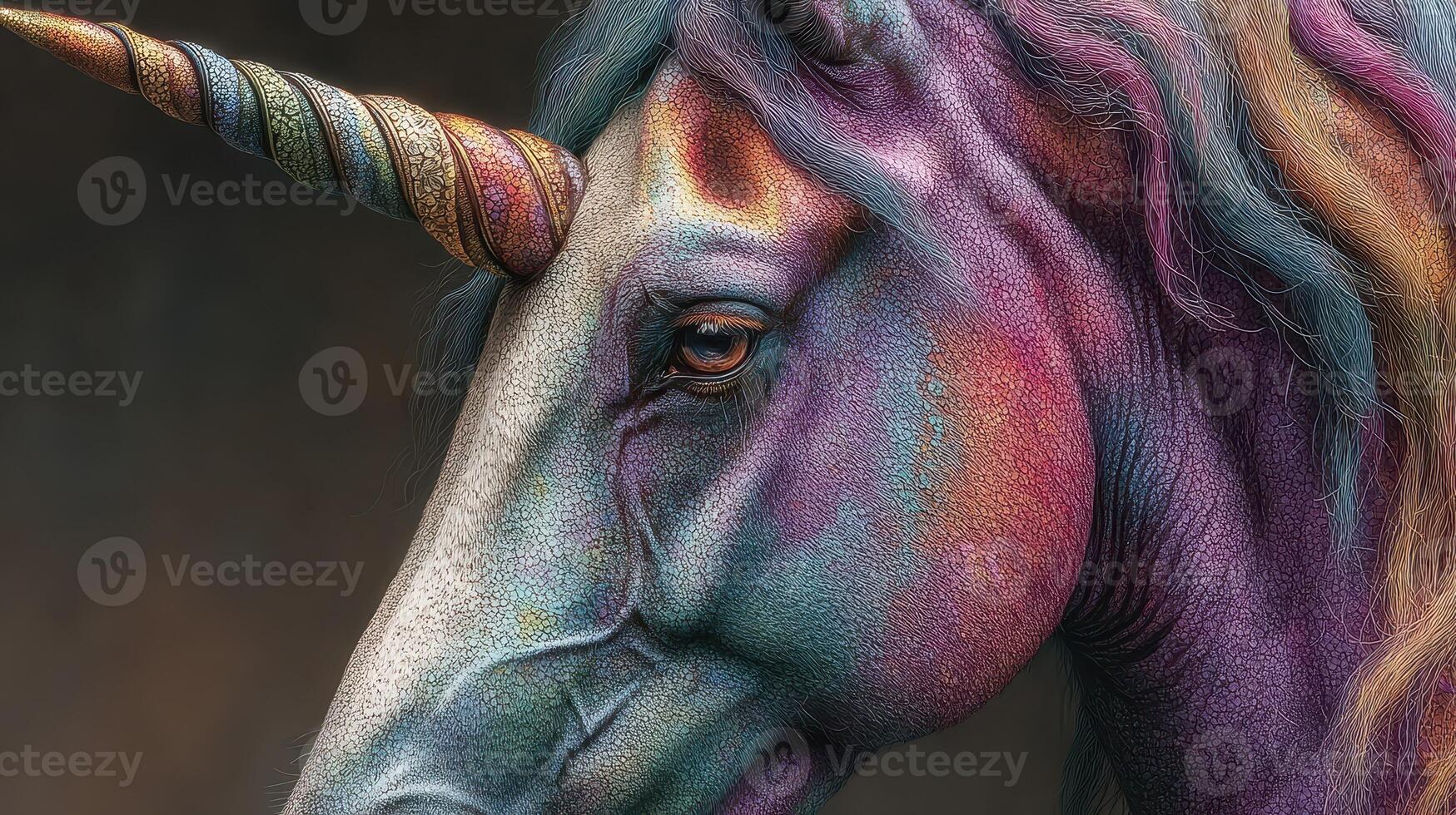 Enchanted unicorn with vibrant colors and intricate details in a fantasy setting photo
