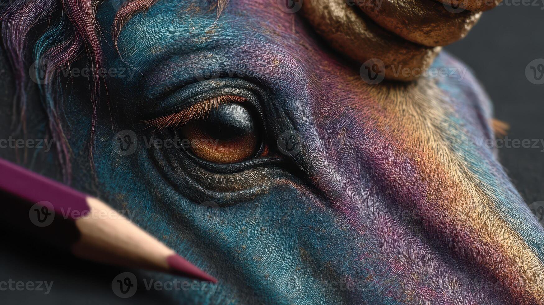 Detailed artwork of a colorful unicorn's eye showcasing incredible pencil realism and artistic skill photo
