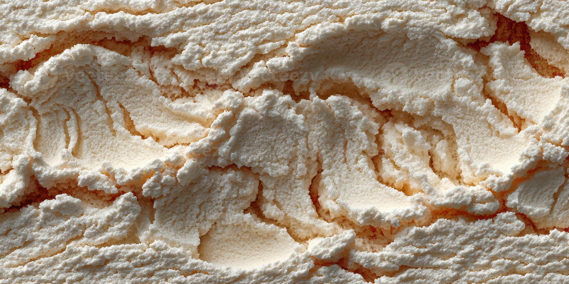 Close-up view of finely ground flour showing texture in a well-lit kitchen setting photo
