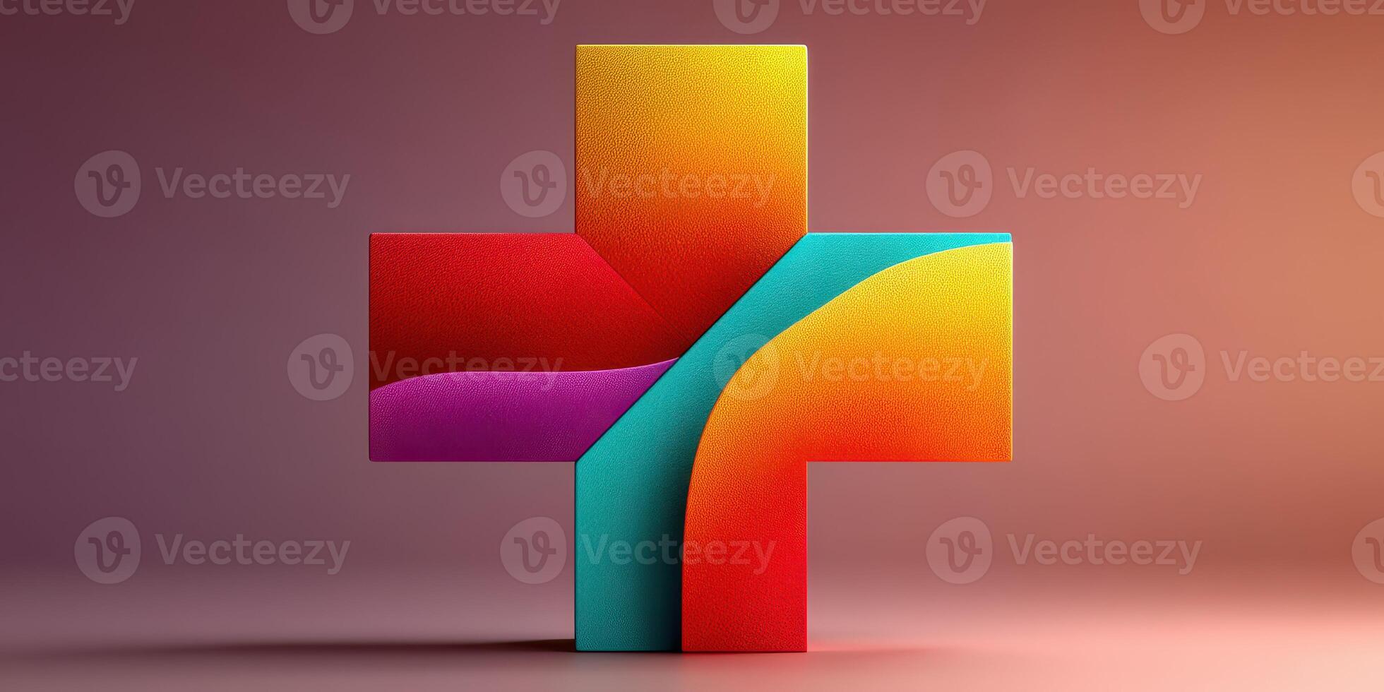 Colorful abstract shapes create a modern artistic structure with smooth curves in a warm gradient background photo