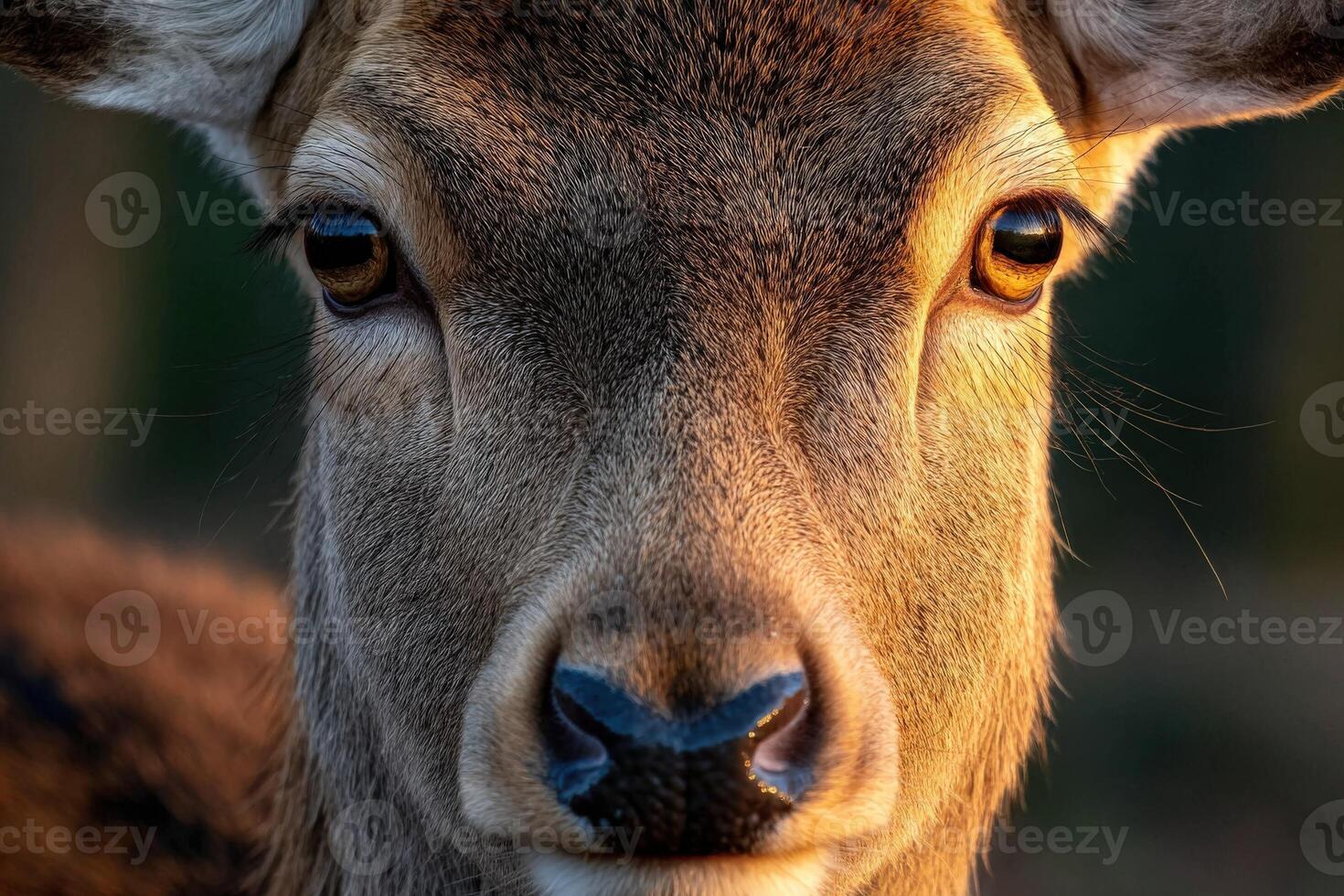 Close-up view of a deer in natural habitat during golden hour photo