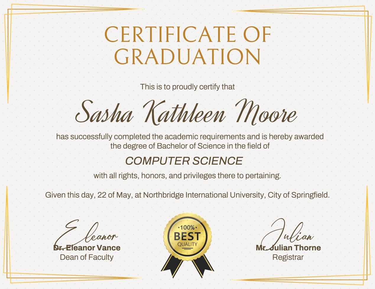 University Fresh Graduate Cetificate template