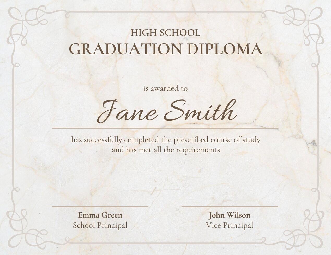 Soft Marble Texture High School Certificate template