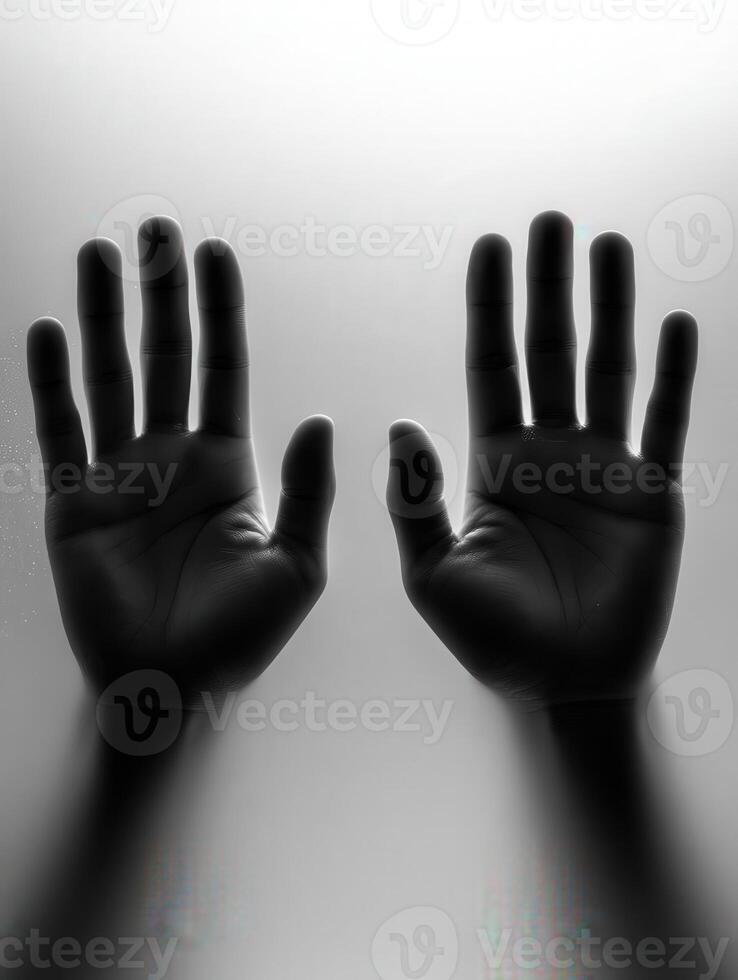 Hands reaching out with a blurred background in a minimalistic style photo