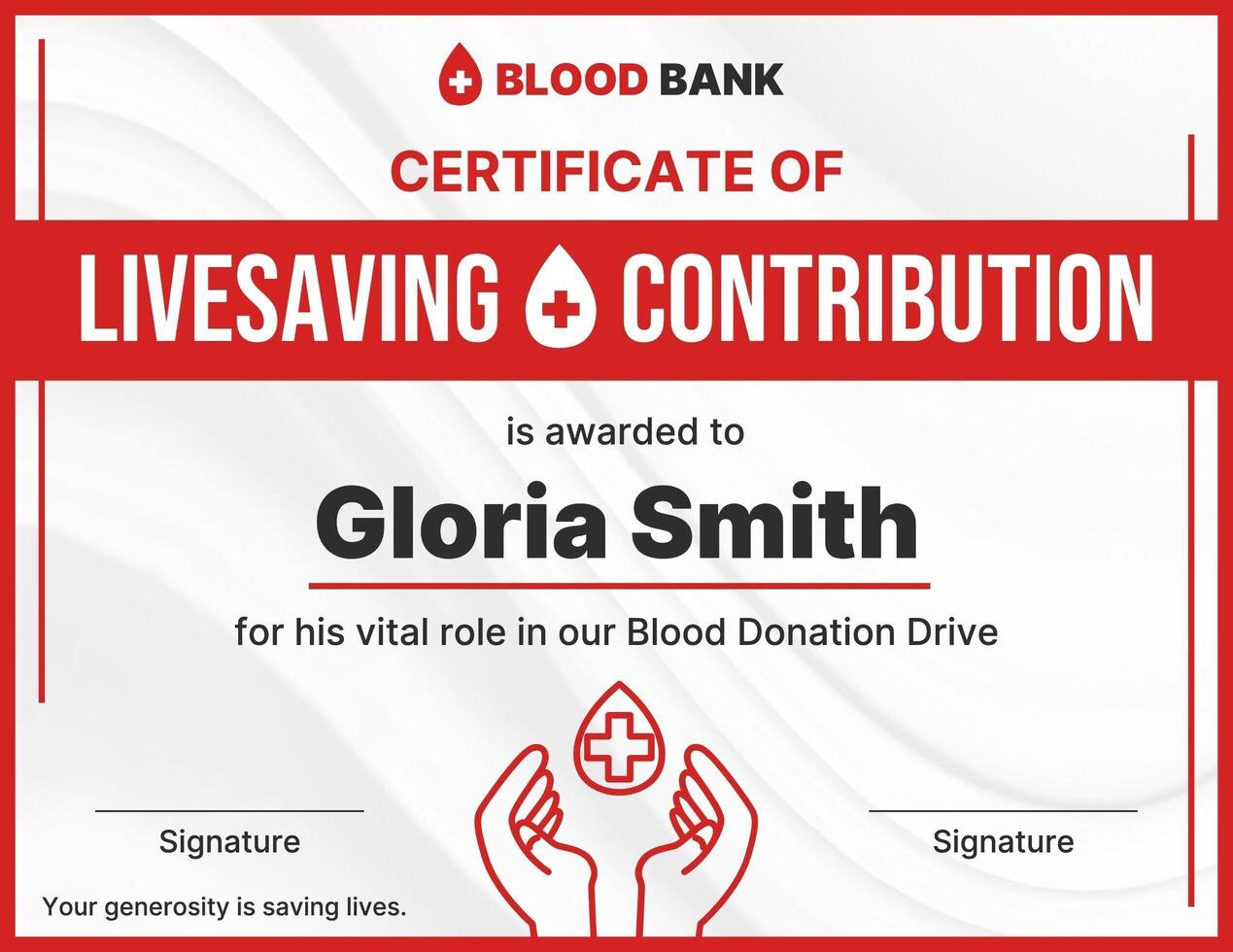 Blood Donor Certificate Landscape template