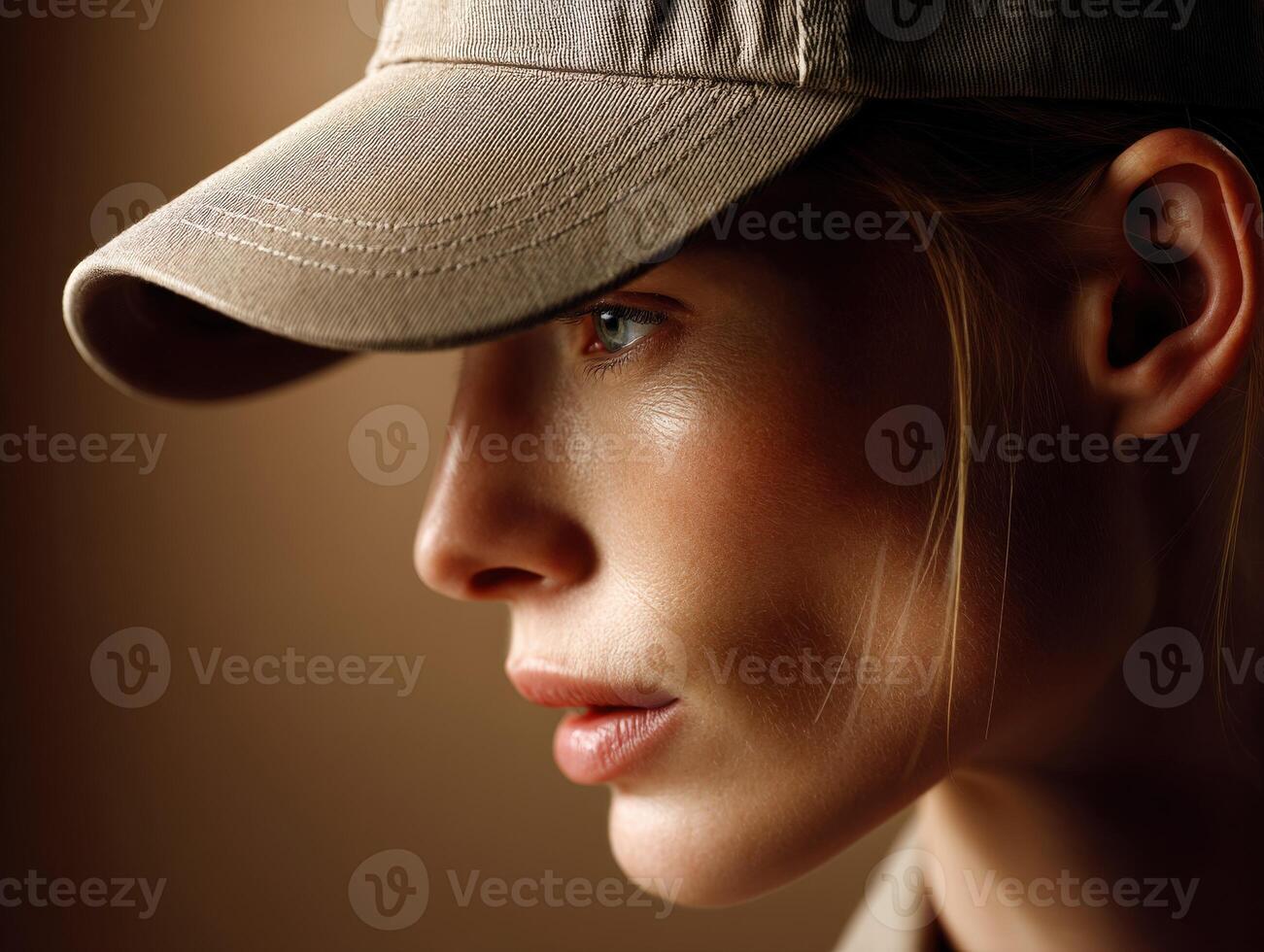 Young Woman Profile with Cap in Studio Setting During Day photo