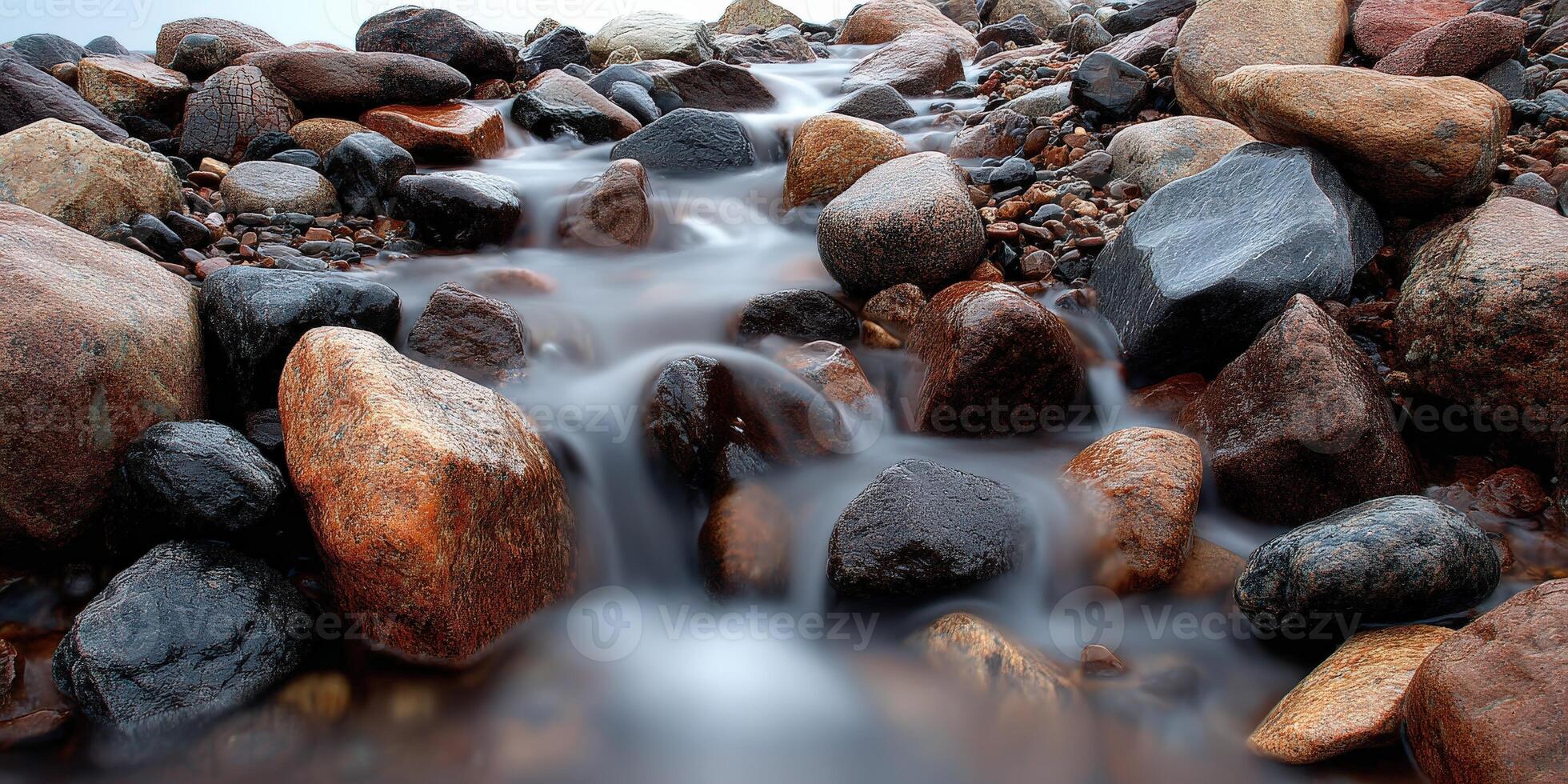 Water Flowing Between Rocks in a Forest during the Daytime photo