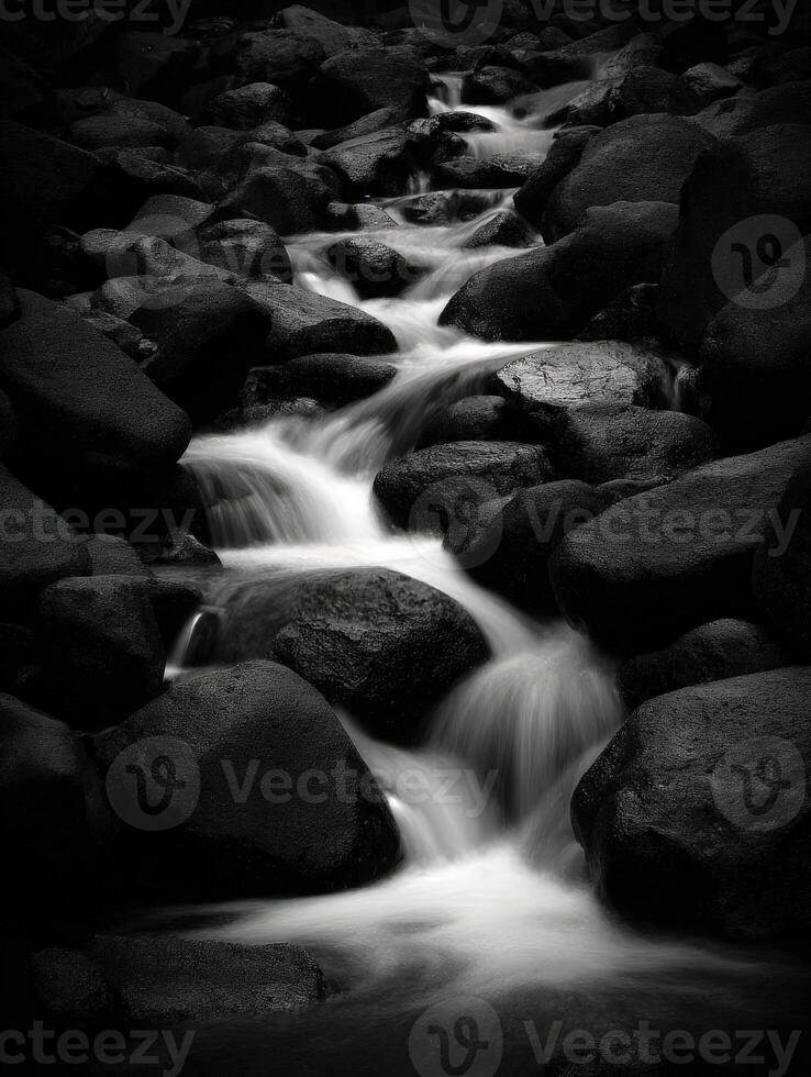 Water flows down a rocky stream in great smoky mountains national park photo