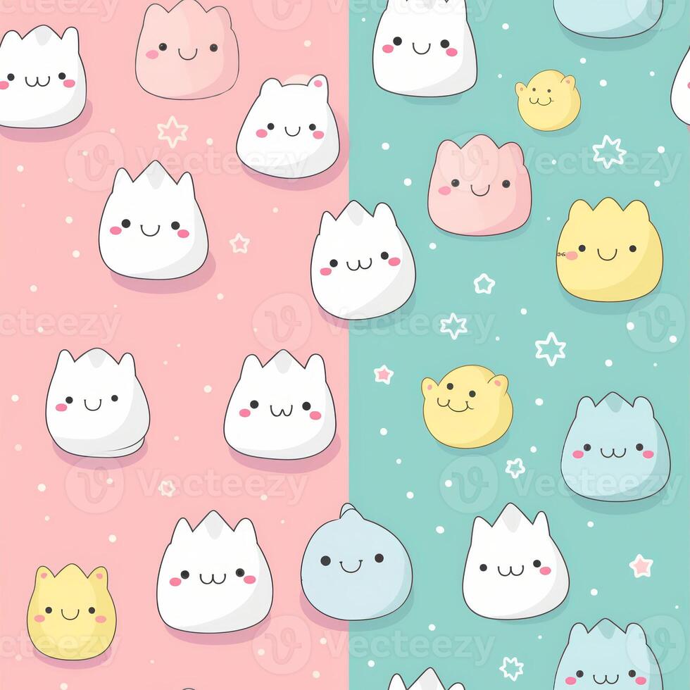 Kawaii cats seamless pattern photo