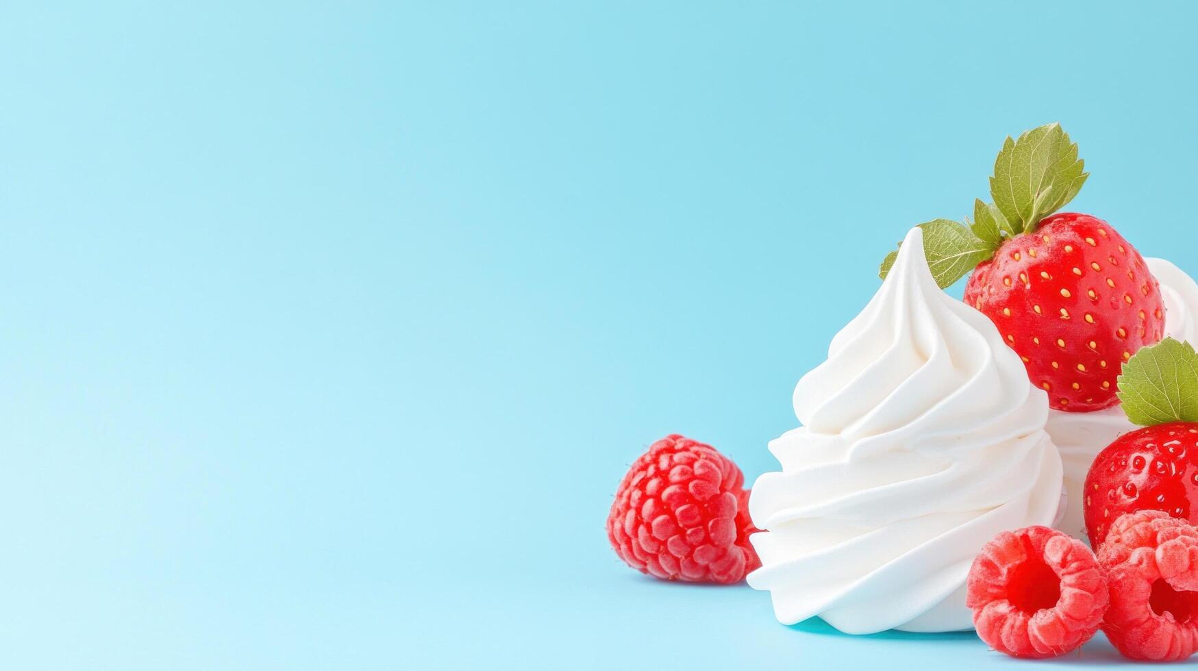 Creamy dessert with berries isolated against a plain backdrop, ideal for confectionery recipes photo