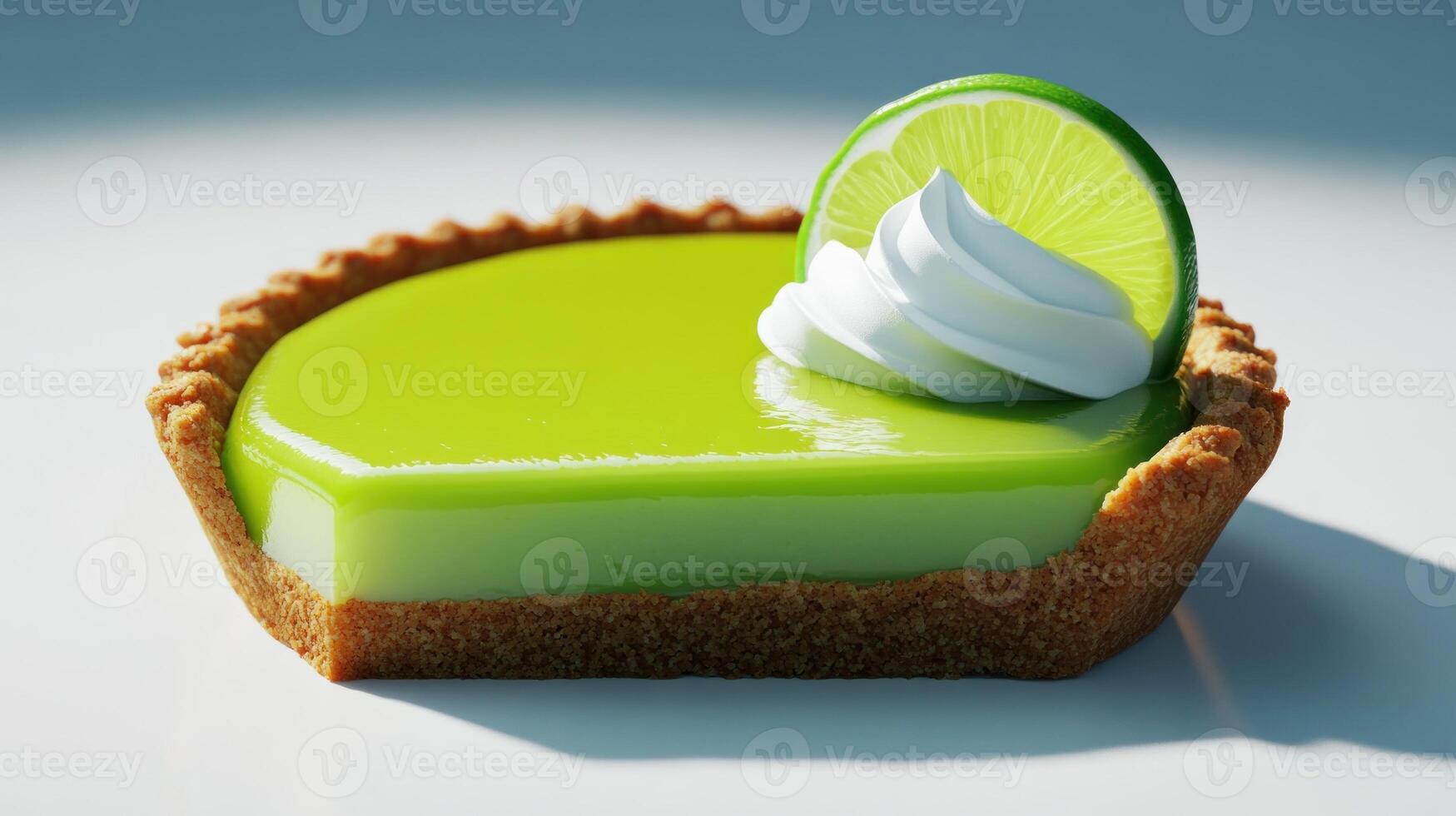 Delicious key lime tart with cream, dessert and pastries for food content photo