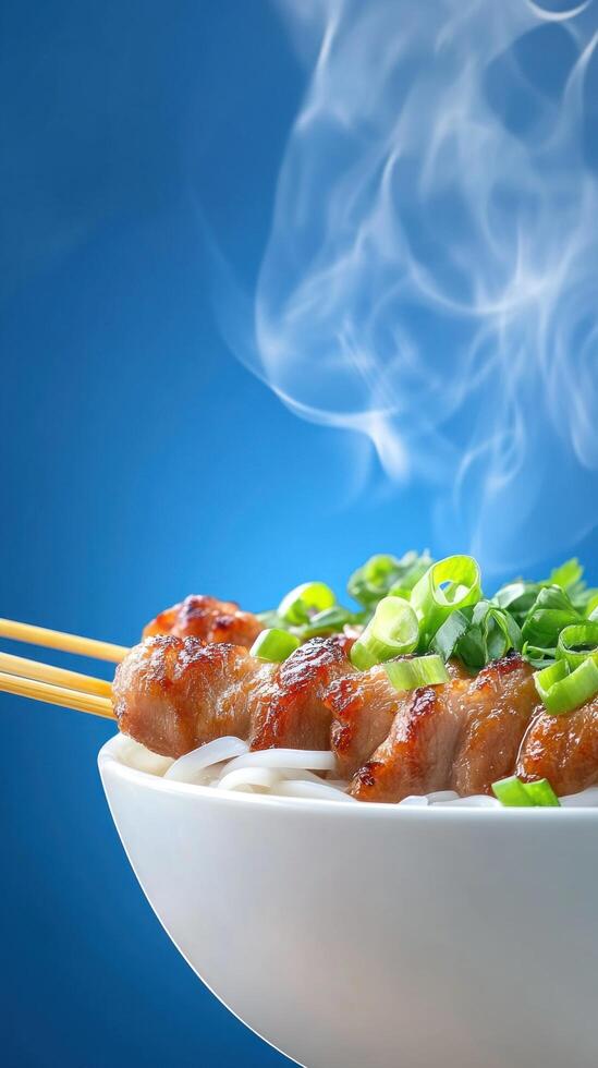 Hot kebab dish, garnished with onions, served in a bowl, for menu and recipe background photo