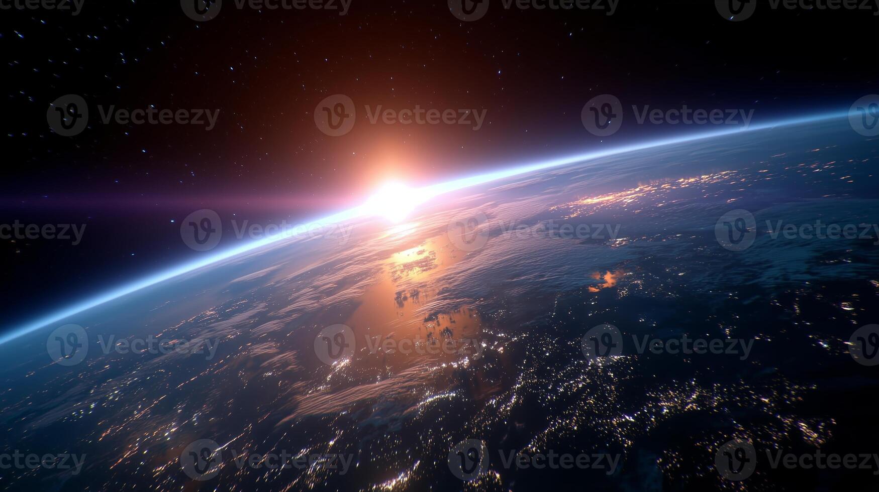 Sunrise over Earth captured from space showcasing a breathtaking view of the planet's atmosphere and illuminated regions photo