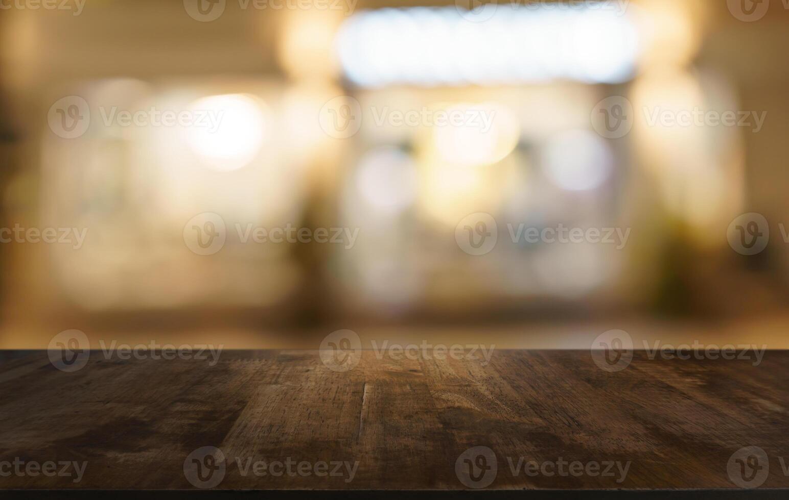 empty table top on blurred background photo
