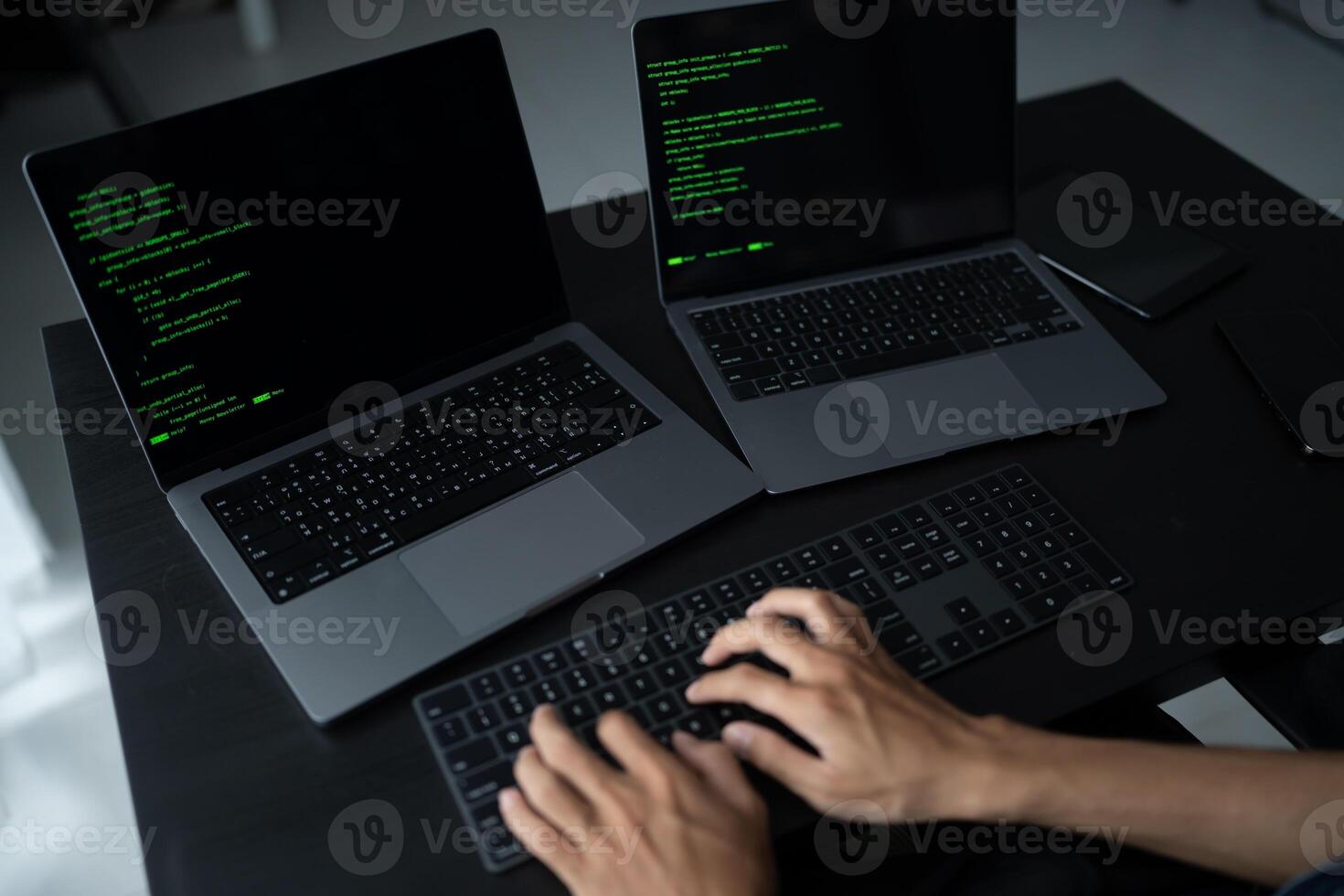 Asian man software engineer Working on Computer for writing program code IT Software Engineer finding errors tech support devops creating digital photo