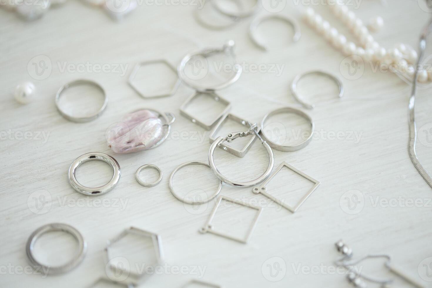 Accessories and tools for making jewelry. Needlework and hand made jewelery. photo
