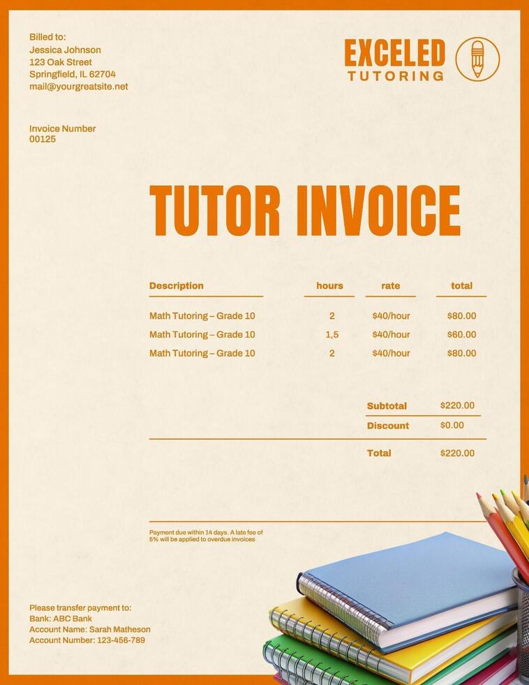 tutoring invoice template design ideas