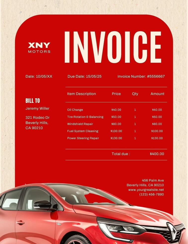 automobile invoice business template