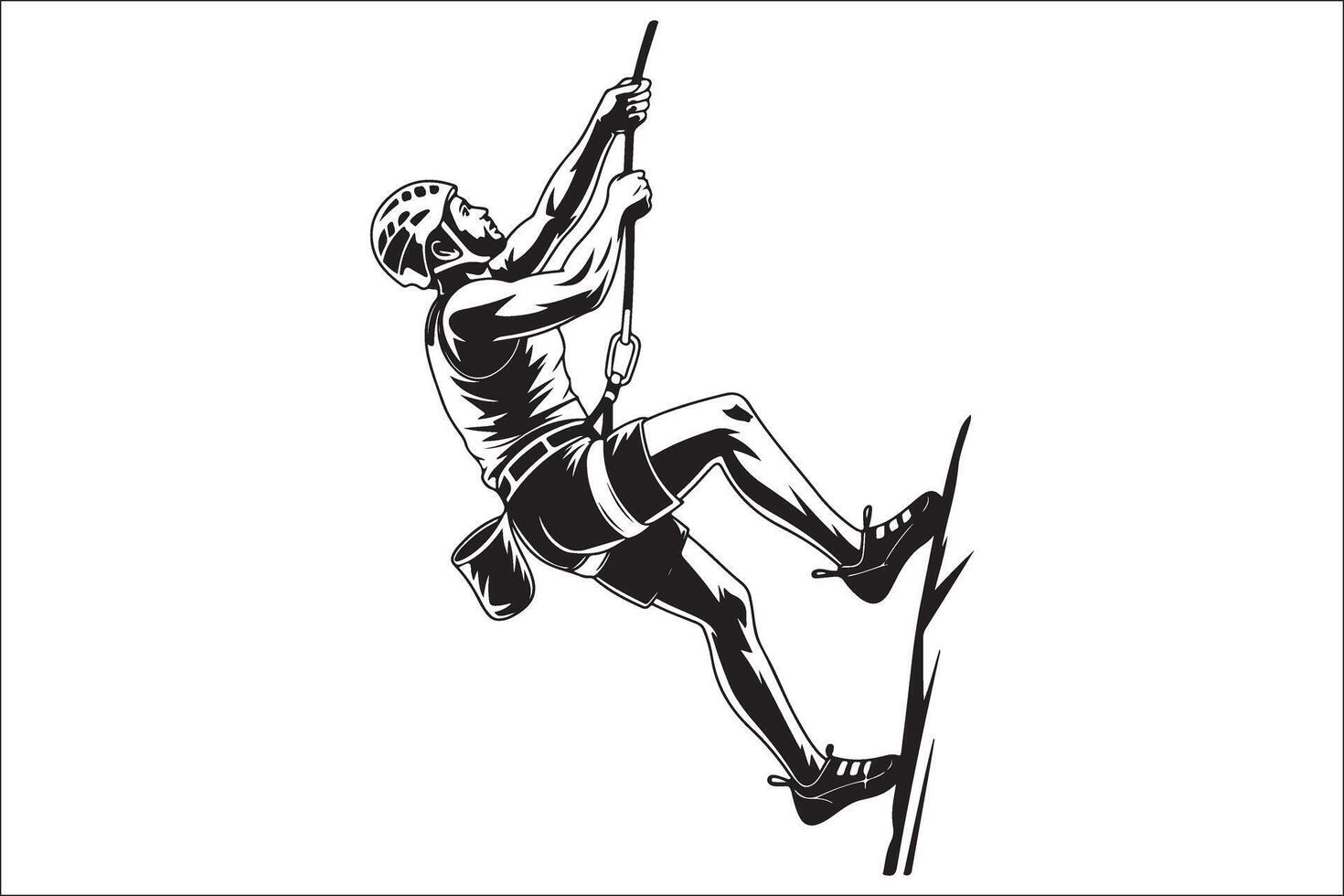 A man is climbing on a rock wall vector
