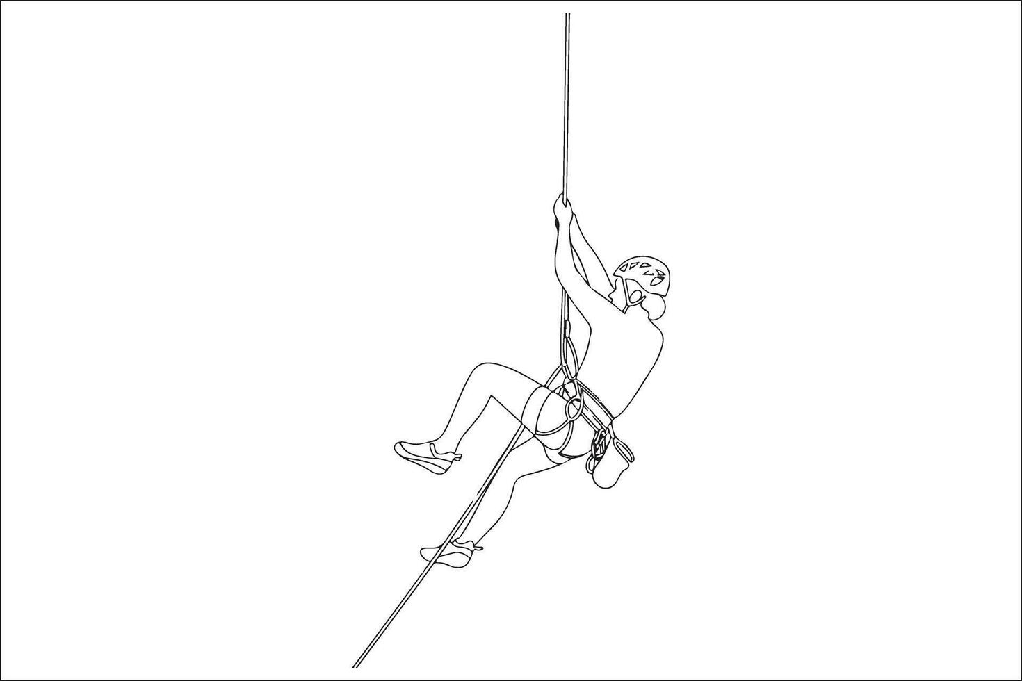 A drawing of a man climbing on a rope vector