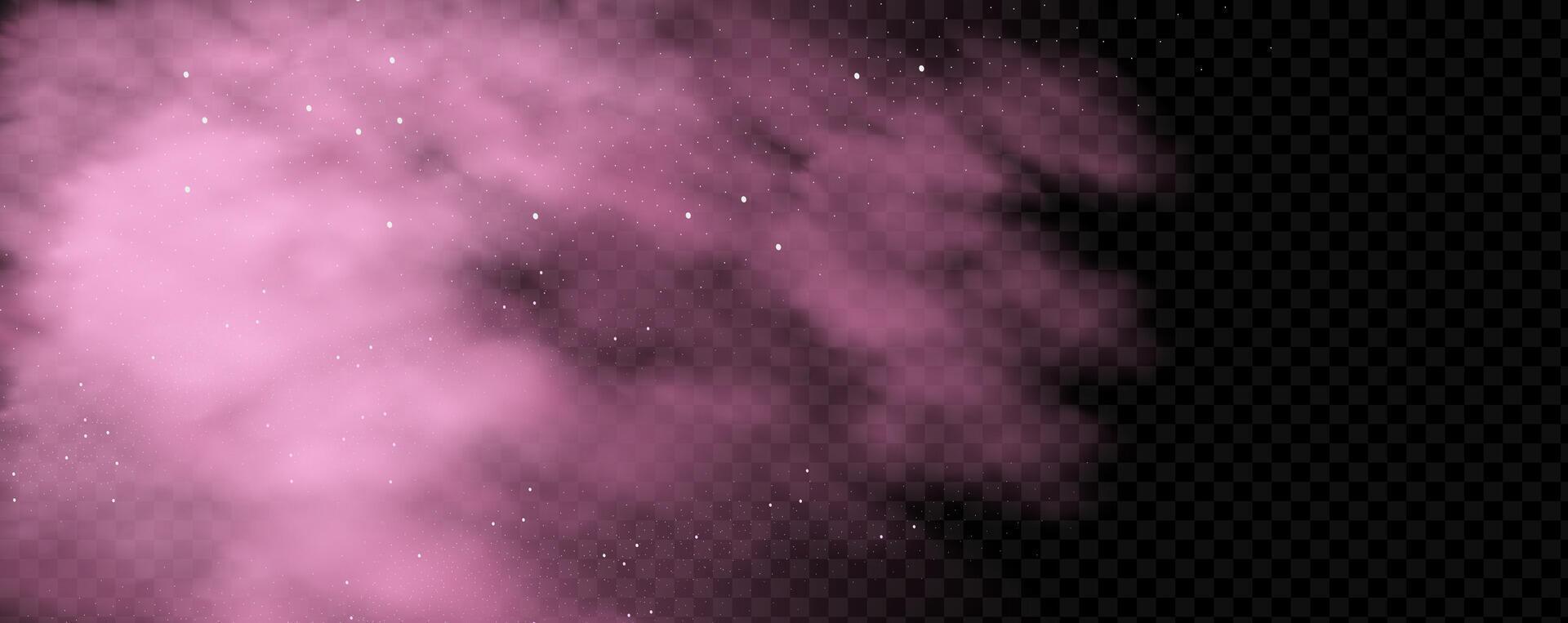 Pink smoke cloud on black background vector