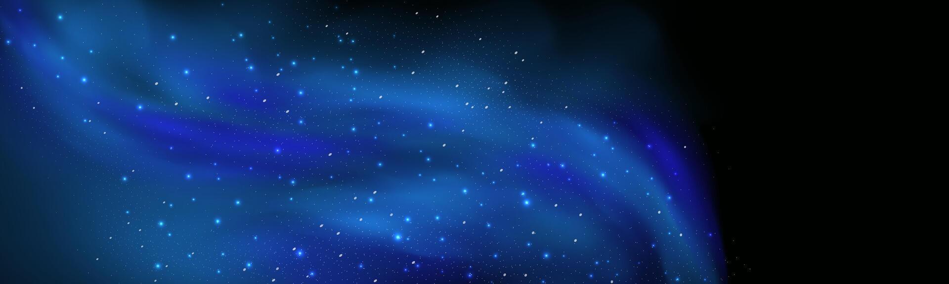 Blue aurora lights in the dark sky vector