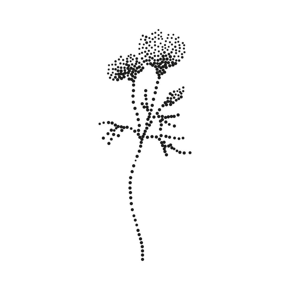 A black and white drawing of a flower with dots vector