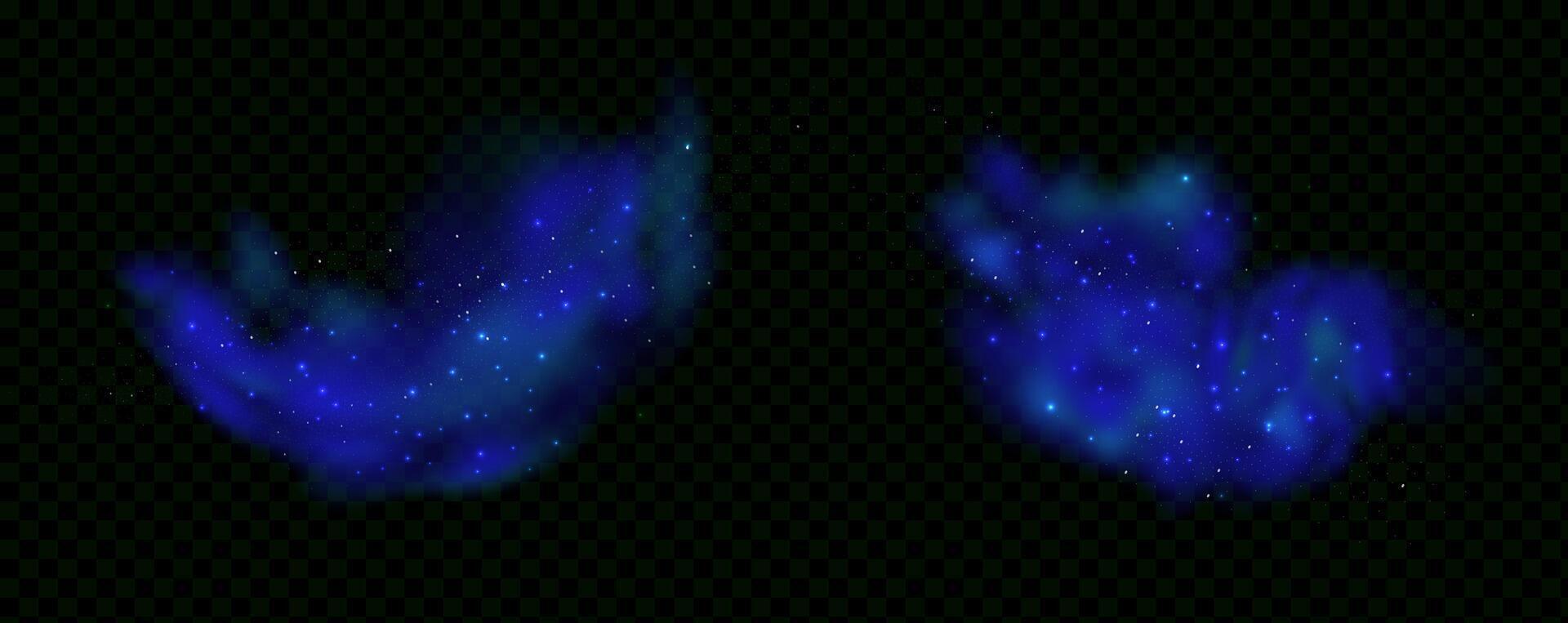 Two blue glowing stars on a black background vector