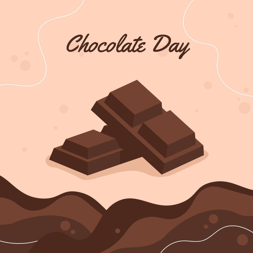 Artistic representation of celebration for Chocolate Day featuring elegant chocolate bars on a decorative background, conveying joy and sweetness. vector