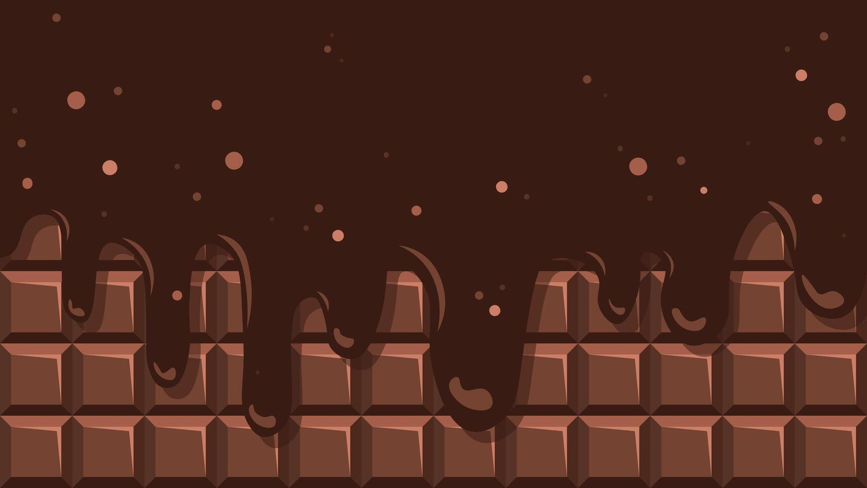 A detailed illustration of melted chocolate dripping over a rich milk chocolate bar, creating a sweet and enticing visual. Perfect for confectionery, food, and dessert design concepts or backgrounds. vector