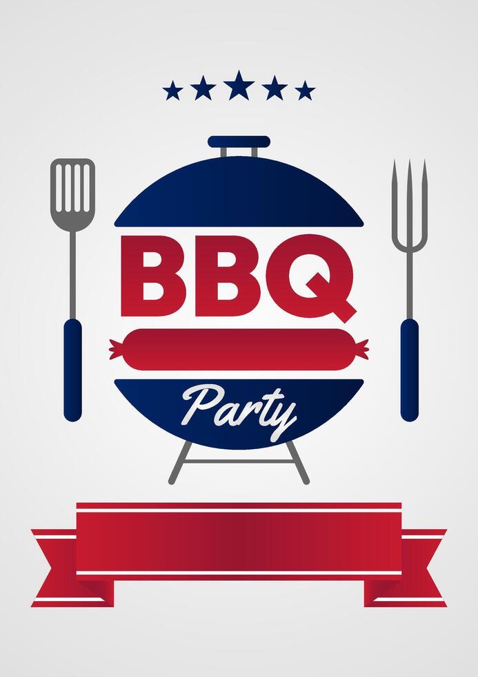 Vintage BBQ Party Flyer With Grilling Icons and Decorative Elements Illustration vector