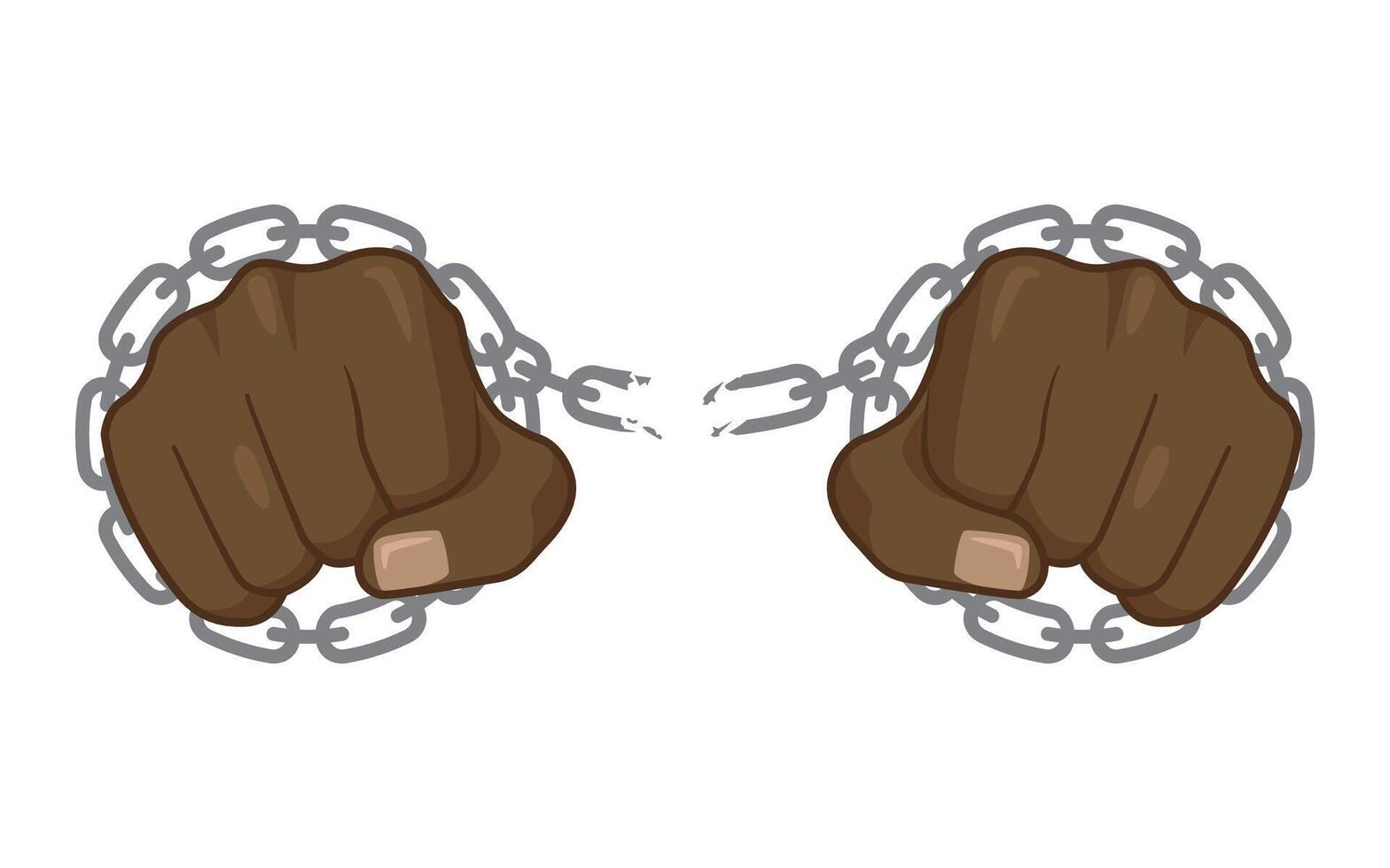 Illustration of a fist, breaking chains. Symbol of Juneteenth, world freedom day, graphic for black community for equality vector