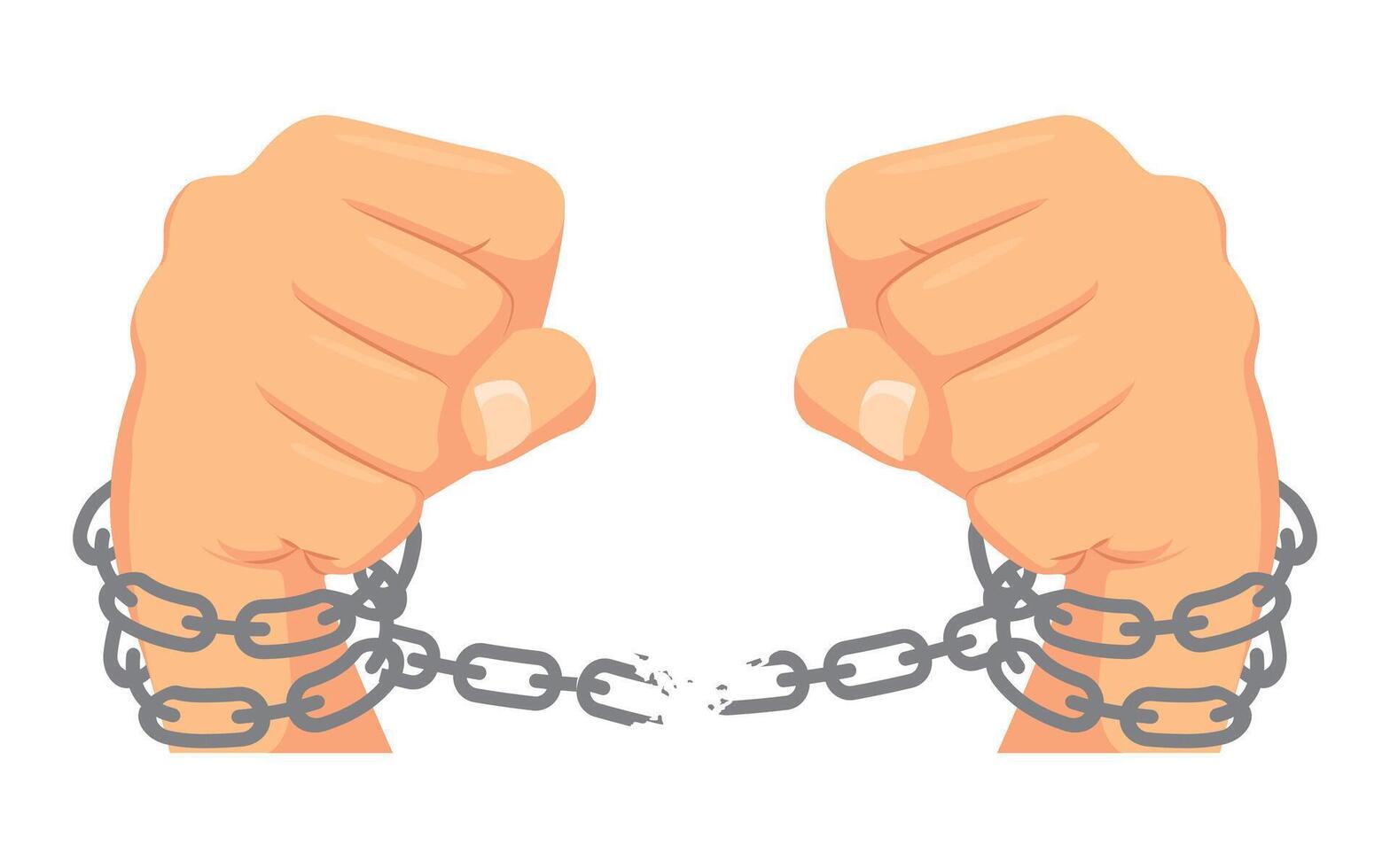 Freedom symbol design, fist. Illustration breaking chains, resistance for independence day, hand illustration vector