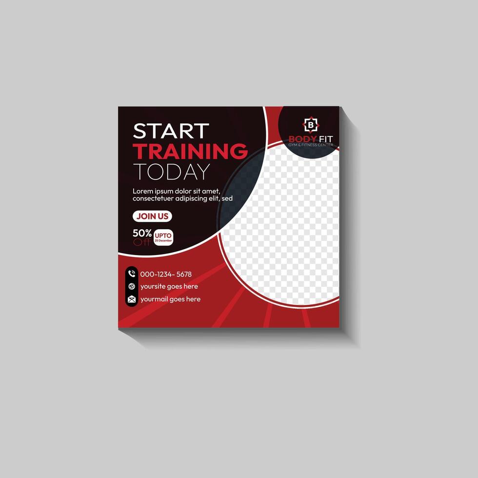 Fitness and Gym Promotional social media post vector