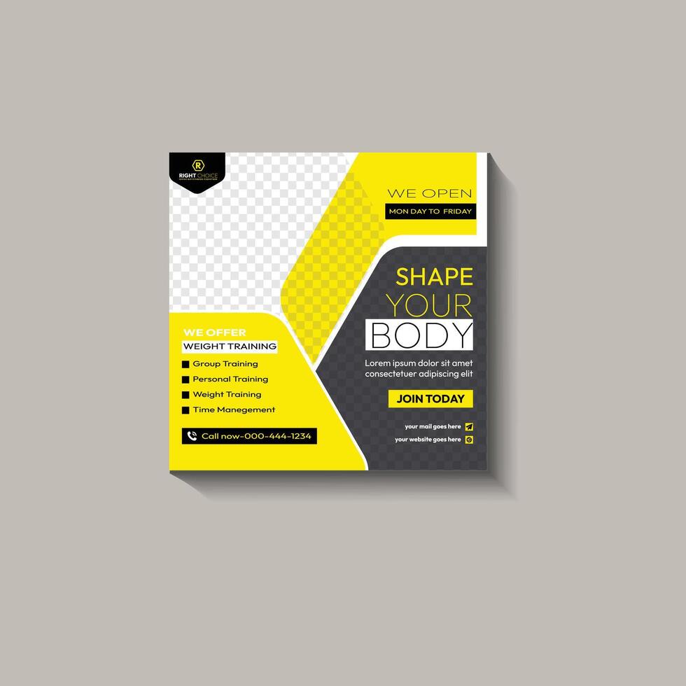 Fitness Gym Promotion social media post design vector