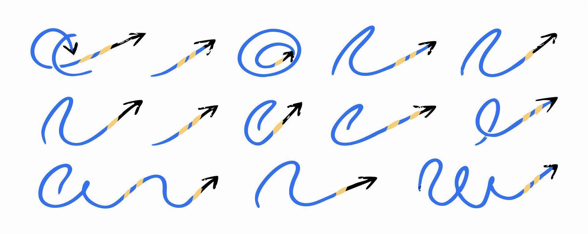 Blue Swirls and Arrows Handwriting Animation Set vector