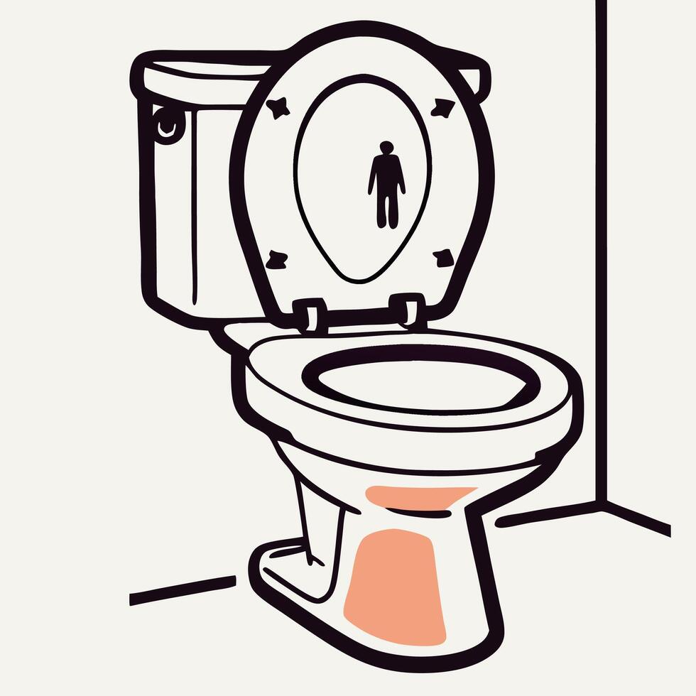 Toilet with Open Seat, Bathroom Icon, Restroom Graphic vector