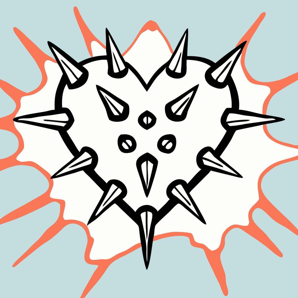 Spiky Heart Tattoo Design Black Ink Heart with Thorns vector