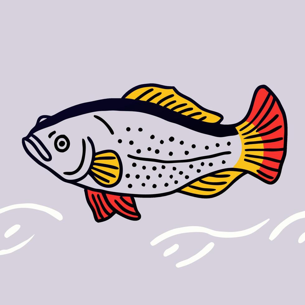 Cartoon Fish Illustration, Colorful Aquatic Animal Design vector