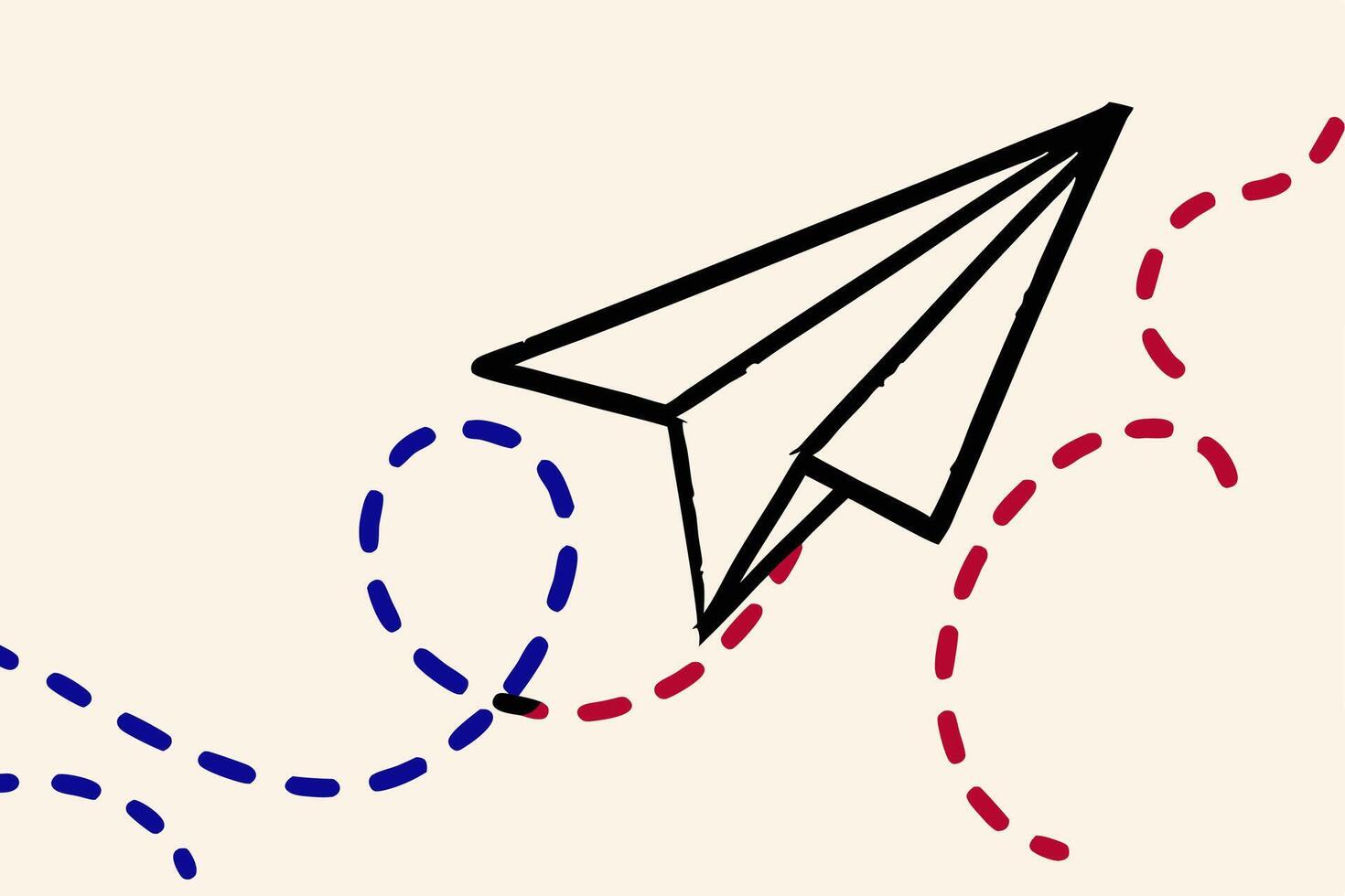 Paper Airplane Flight Path Illustration Hand Drawn Style vector