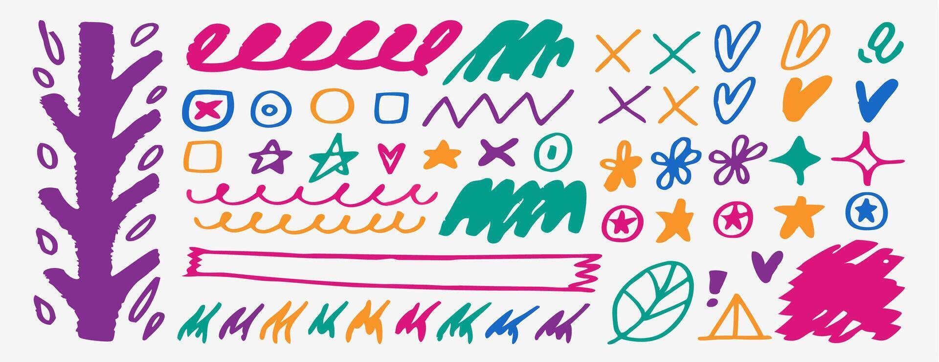 Colorful Hand Drawn Doodle Elements Design Graphics vector