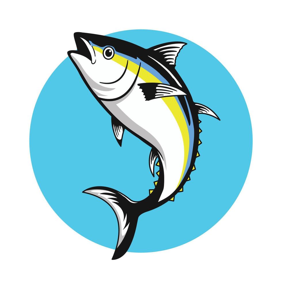 Hand drawn of yellowfin tuna illustration vector