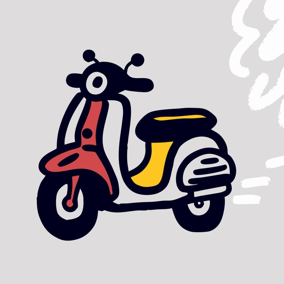 Cartoon Red and White Scooter Illustration vector