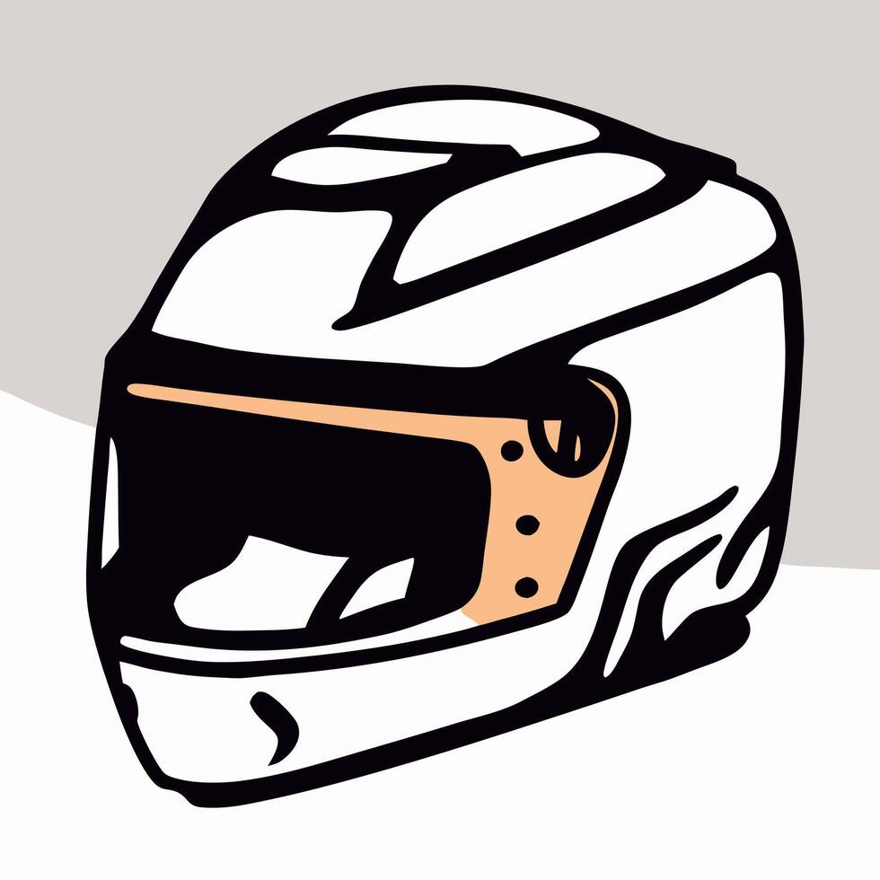 White Motorcycle Helmet Illustration, Graphic vector