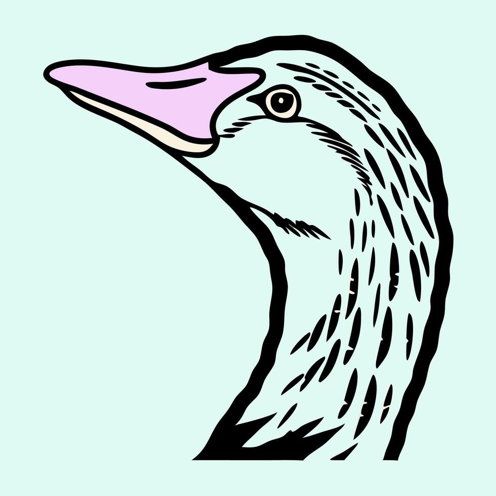 Goose Head Profile Elegant Line Art Illustration vector