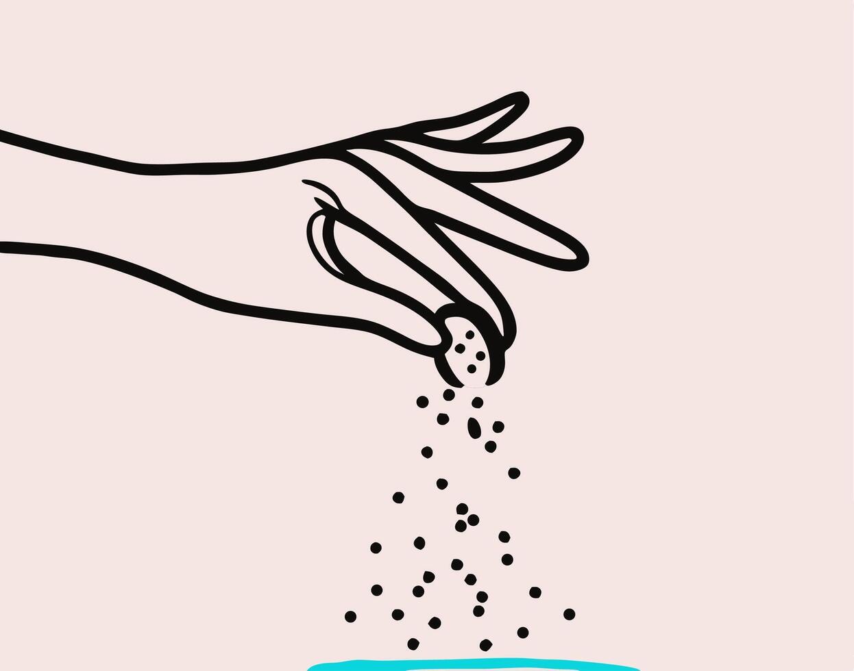 Hand Pouring Salt or Spices, Line Art Illustration vector